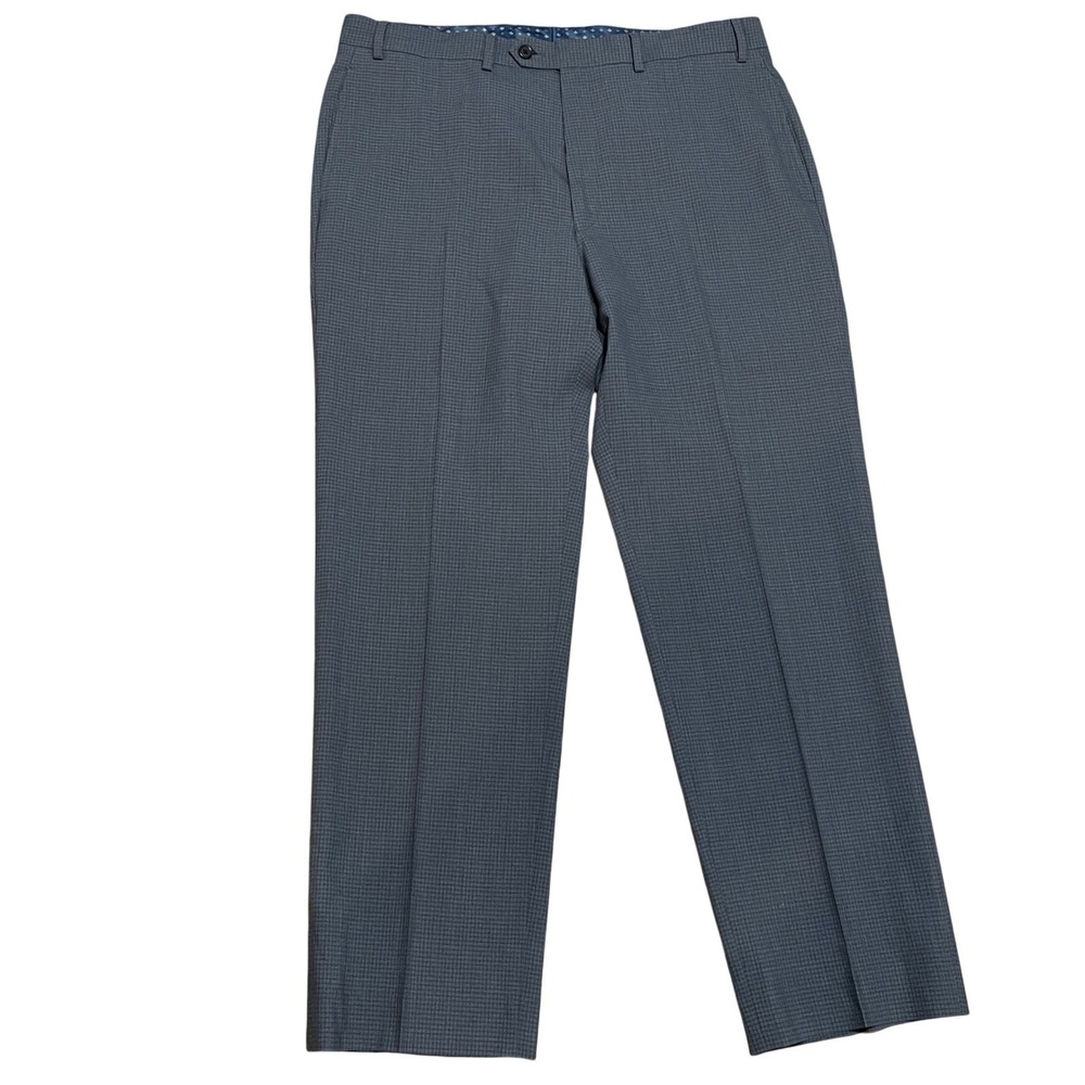 Lauren Ralph Lauren Men's Grey Blue Micro Check Wool Dress Pants 36W 32L